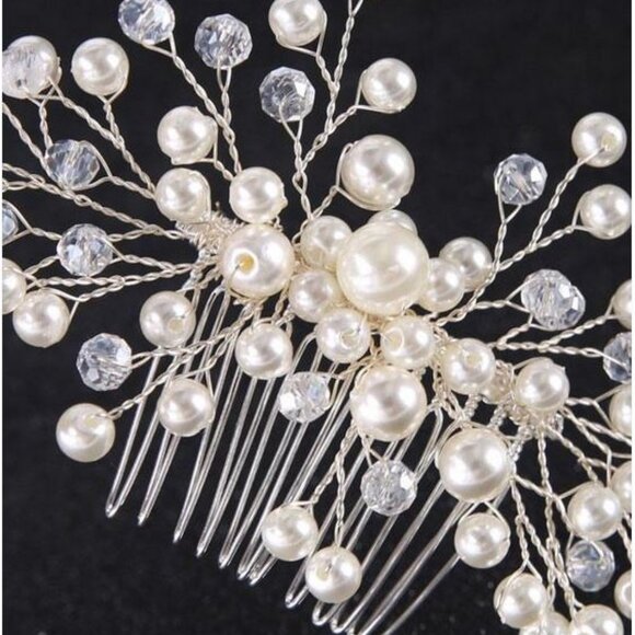 Wedding Headpieces Comb (Pearl/crystal/Transparent) Bridal Hairpiece - Picture 4 of 4